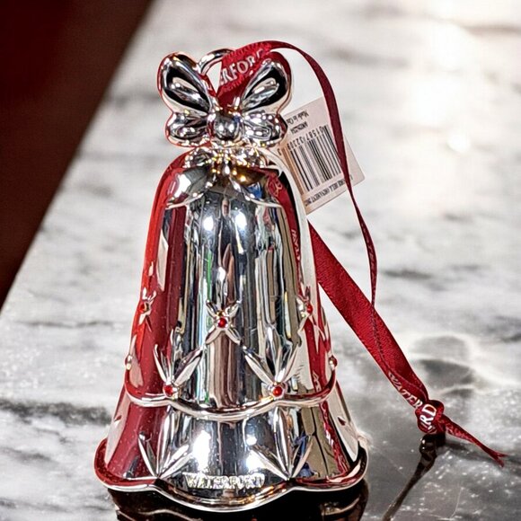 Waterford Bell Ornament Silver Lismore Plated Christmas Decoration dated 2017 - Picture 10 of 14
